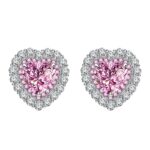 Avarta Jewellery Sterling Silver 2 Carat Each Pink Heart Earrings For Girls & Women