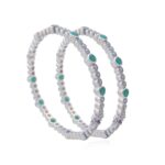 Avarta Sterling Silver Emerald Bangle Pair For Girls & Women Size 2-4 Ani