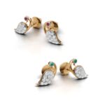 Avarta Gold Peacock Ruby Emerald Diamond Studs Earrings for Girls & Women