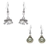 Avarta Exhilarating Combo of Elephant Earring & Shell Shape Hoop Earing