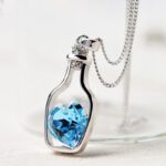 Avarta Metal Bottle Blue Heart Pendant For Girls & Women