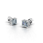 Avarta Sterling Silver Princess Cut London Blue Topaz Unisex Studs