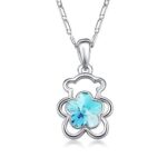 Avarta Allure Swarovski Element Blue Teddy Bear Pendant for Girls and Women