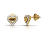 Avarta Gold Heart Stud Earrings With Lab Diamonds