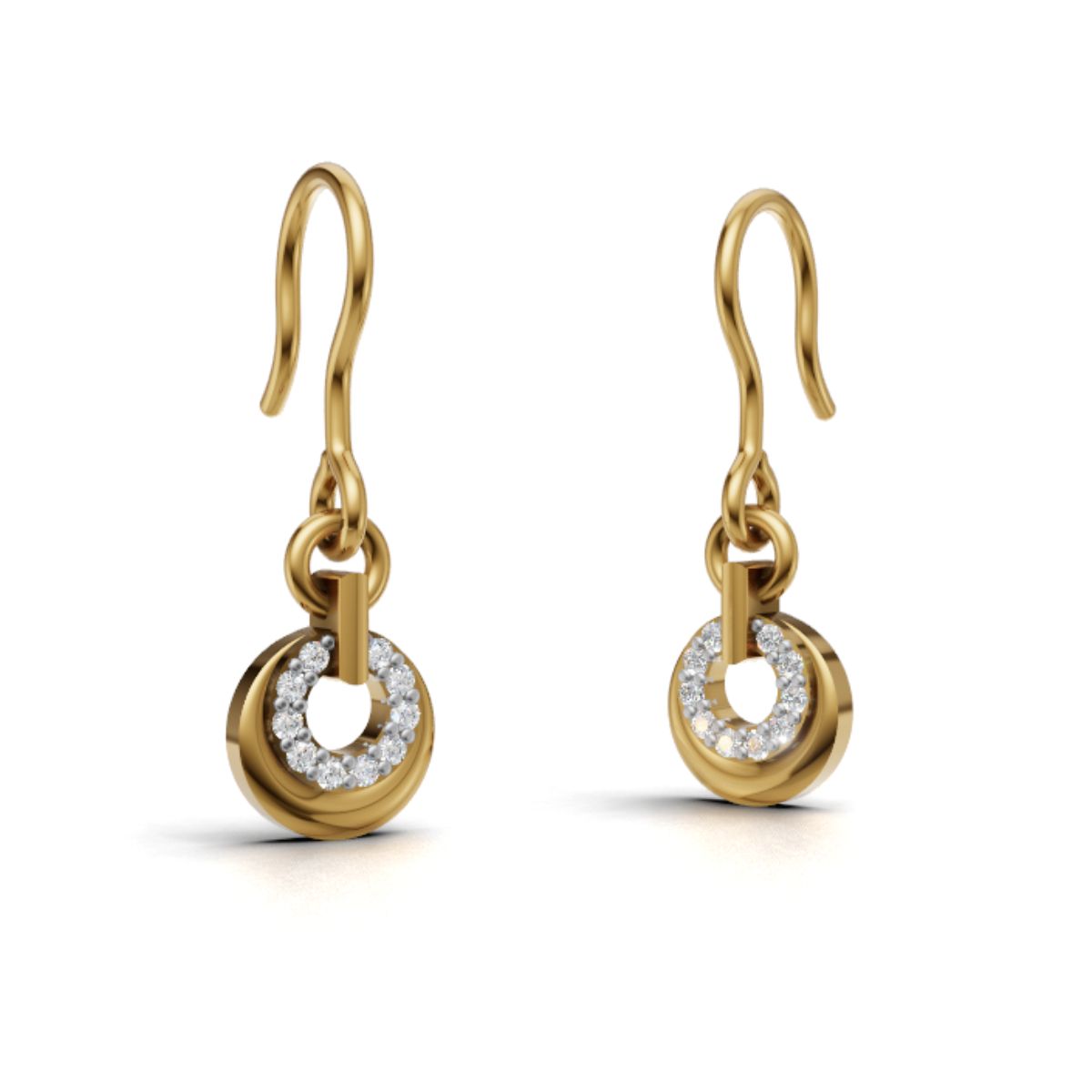 Gold Dangler Earring With Lab Grown Diamond