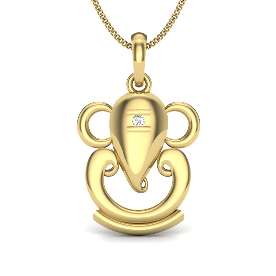 Gold Lord Ganesha Diamond Pendant