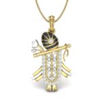 Avarta Jewellery Gold Shreenath Ji Pendant With Lab Grown Diamond and Enamel