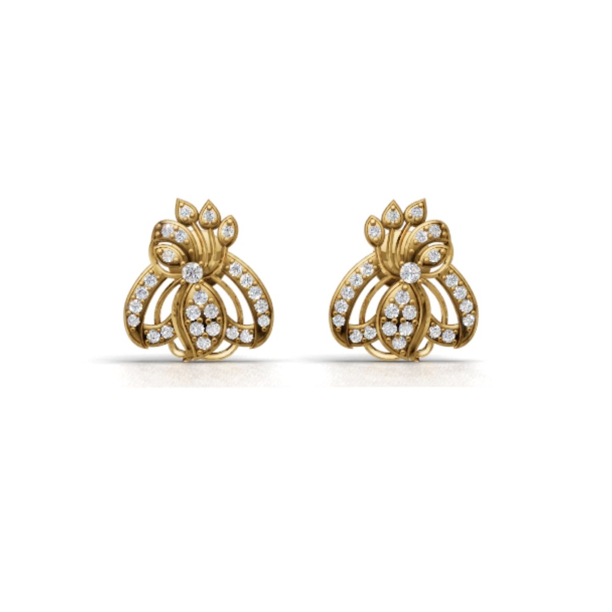 Mystic traditional gold earrings with lab diamonds by Avarta, crafted for modern ethnic style