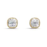 Avarta Jewellery Sterling Silver Moissanite 1.50 Ct Cushion Side Halo Solitaire Studs