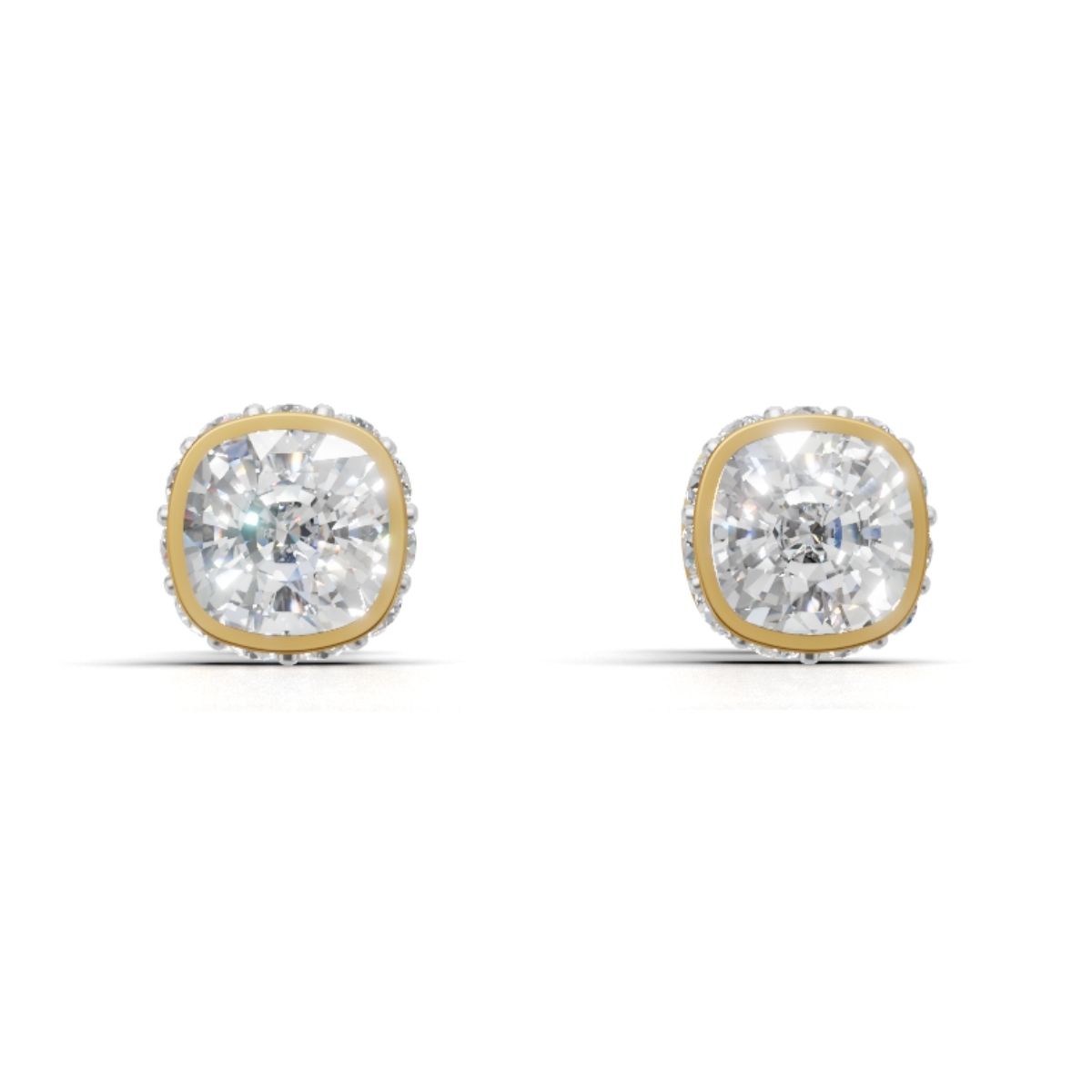 1.50 Carat Each Cushion Halo Solitaire Studs With Lab Diamond
