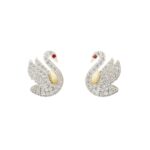 Avarta Jewellery Gold Swan Diamond Stud Earrings with Lab Diamonds